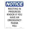 Signmission OSHA Notice, 5" Height, Meeting In Progress Knock If You Sign, 5" X 3.5", Portrait OS-NS-D-35-V-14198 - alternate 1